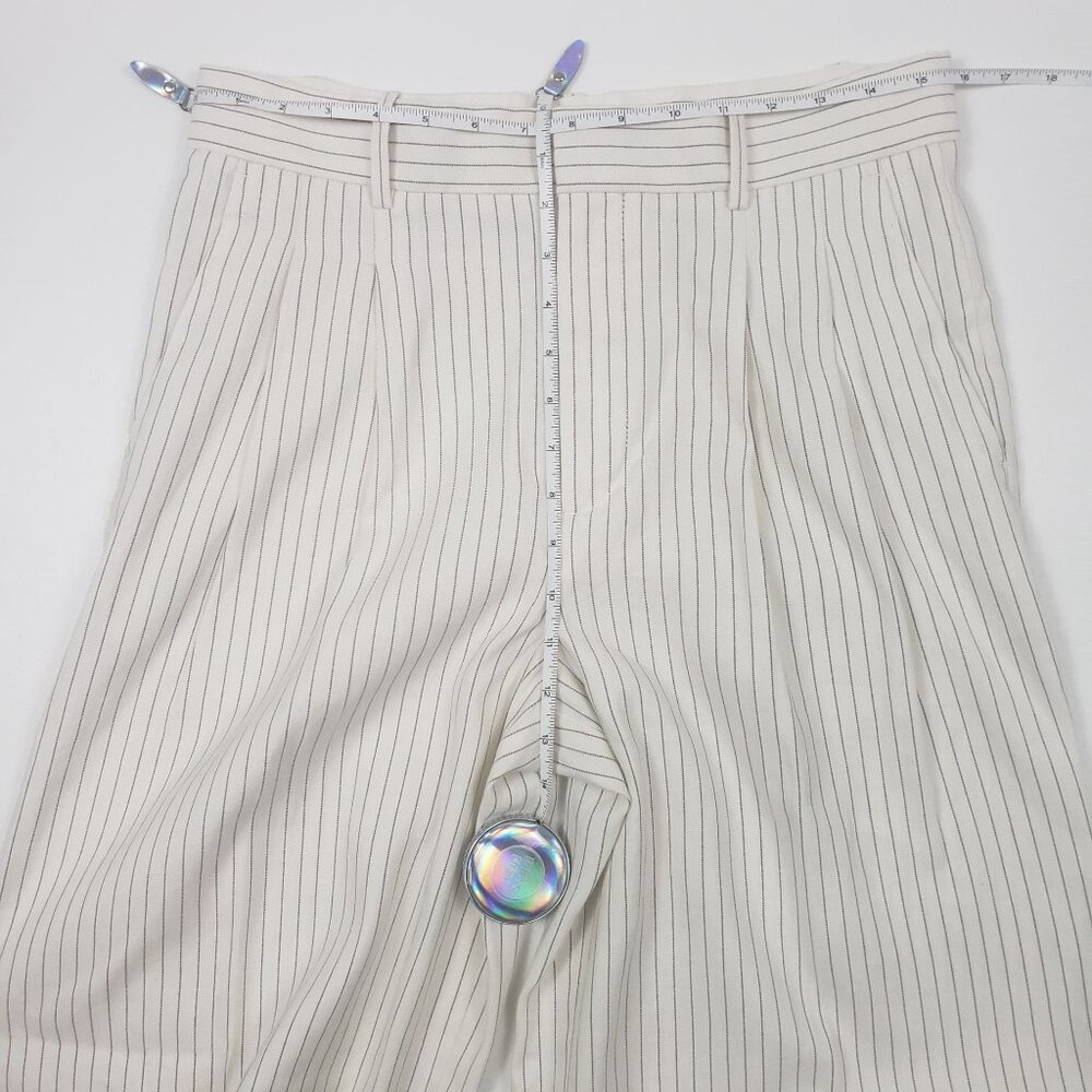 Madewell Superwide-Leg Trouser in Pinstripe Linen Blend Womens 4 Ivory Black - Picture 9 of 16
